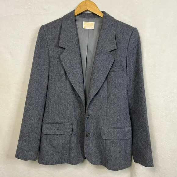 Vintage 1960s Pendleton Women's Size 10‎ Gray 100% Virgin Wool Two-Button Blazer - Picture 1 of 9